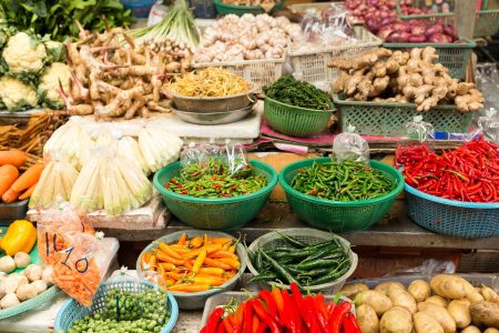Street market with variety vegetable